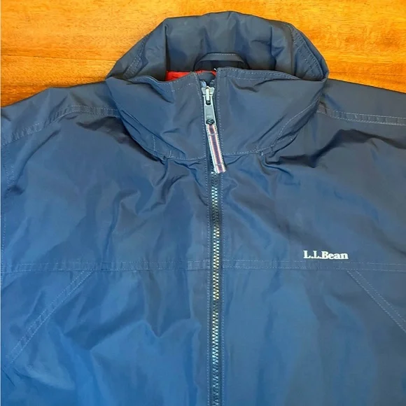 Men's L.L. BEAN Blue Full Zip Hooded Wind stopper Jacket Size L - Picture 3 of 13